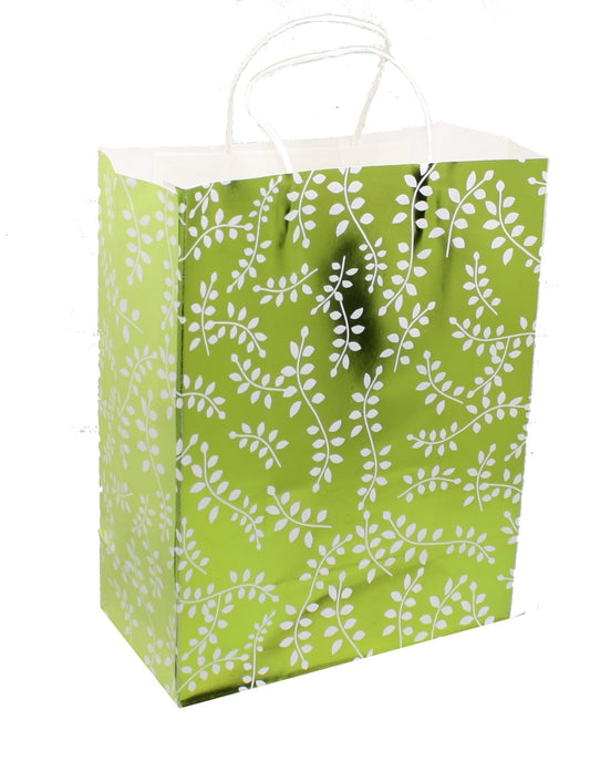 Lot de 2 grands sacs cadeaux en kraft - Motif vigne métallisé