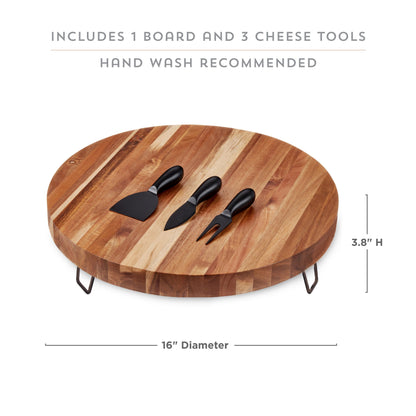 Acacia Wooden Footed Cheese and Knife Set