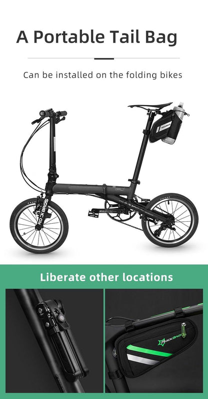 Under-seat saddle bag with 1.5L water bottle pocket, waterproof with reflective trim, RockBros bike pouch for road bikes on Tampa Home & Garden Store