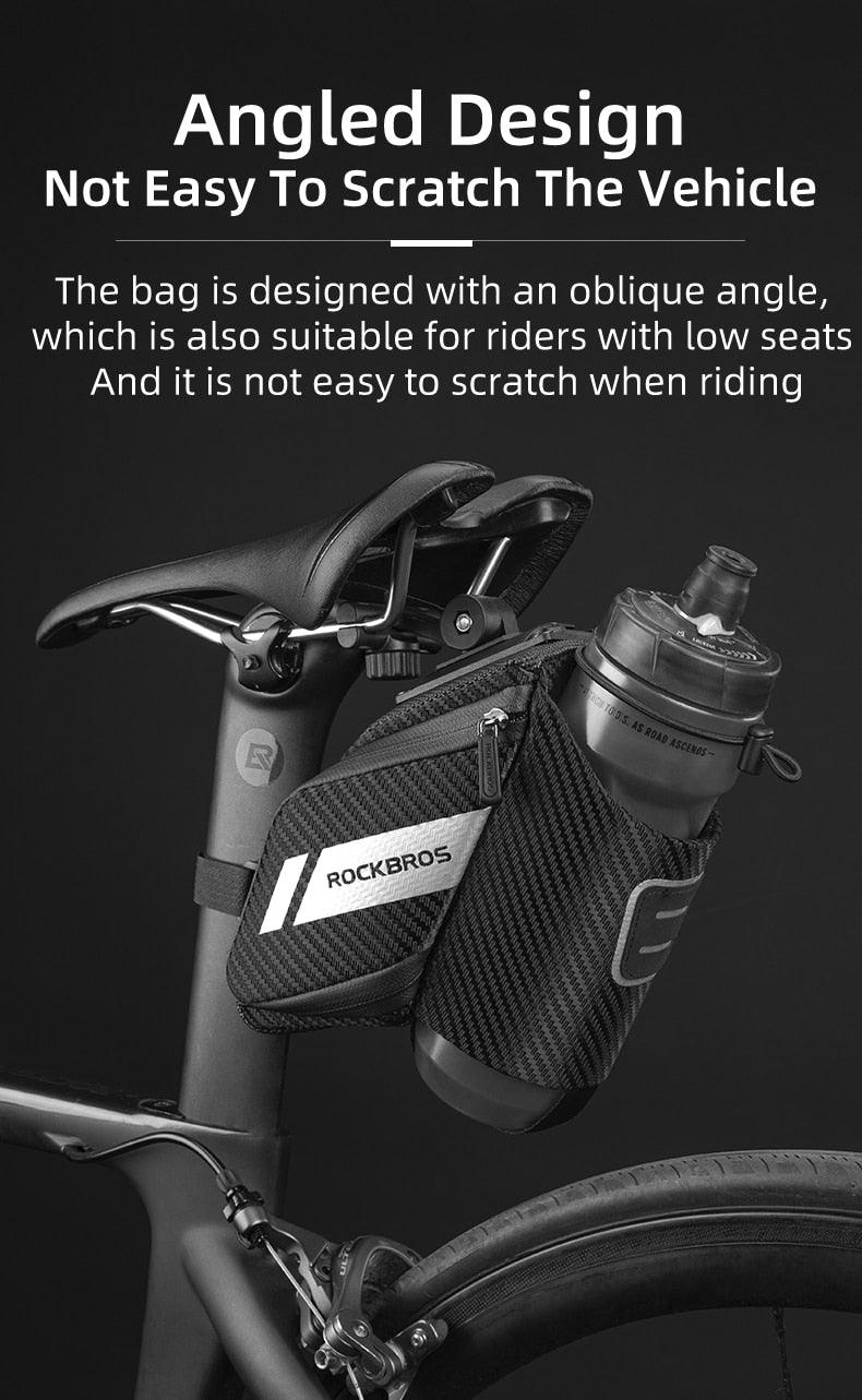 RockBros under-seat bicycle bag with 1.5L water bottle pocket, water-repellent and carbon pattern on Tampa Home & Garden Store