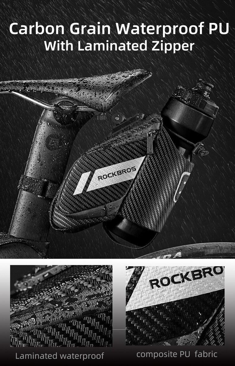 Under-seat bicycle saddle bag with 1.5L water bottle pocket, laminated waterproof PU, RockBros on Tampa Home & Garden Store
