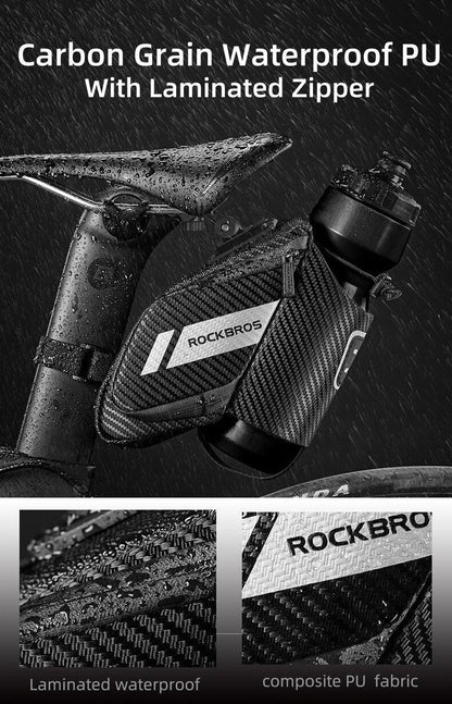 Under-seat bicycle saddle bag with 1.5L water bottle pocket, laminated waterproof PU, RockBros on Tampa Home & Garden Store
