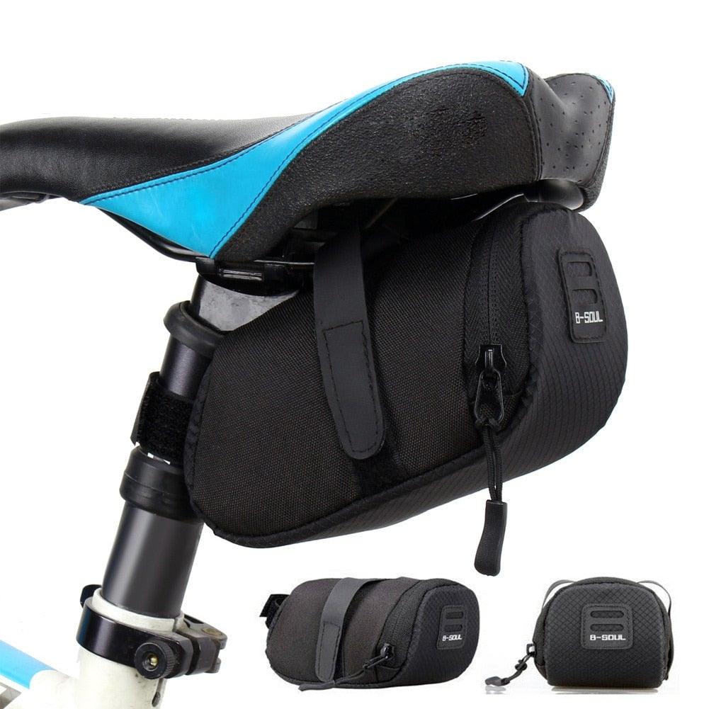 Stevvex bicycle saddle bag set waterproof under-seat rear tool pouches black 3-piece on Tampa Home & Garden Store