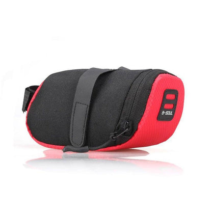 Stevvex bicycle saddle bag under-seat pouch, red black wedge with strap and zipper on Tampa Home & Garden Store