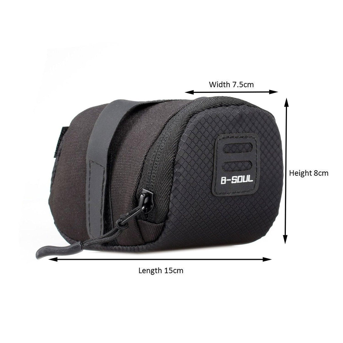 Stevvex bicycle saddle bag under-seat pouch waterproof wedge, black textured fabric 15x8 cm on Tampa Home & Garden Store