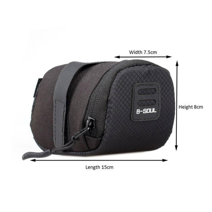 Stevvex bicycle saddle bag under-seat pouch waterproof wedge, black textured fabric 15x8 cm on Tampa Home & Garden Store