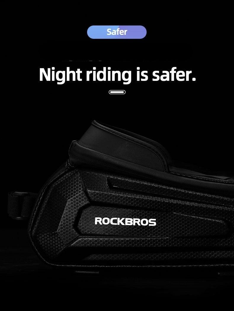 RockBros black front-frame bike bag with touch-screen window, waterproof top-tube bag on Tampa Home & Garden Store