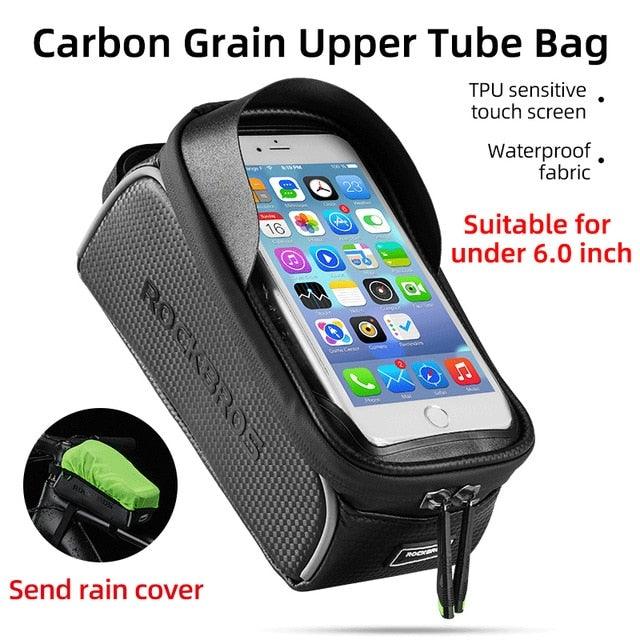 Stevvex carbon tube bag for road bike, waterproof TPU touch screen, fits under 6 in, rain cover on Tampa Home & Garden Store