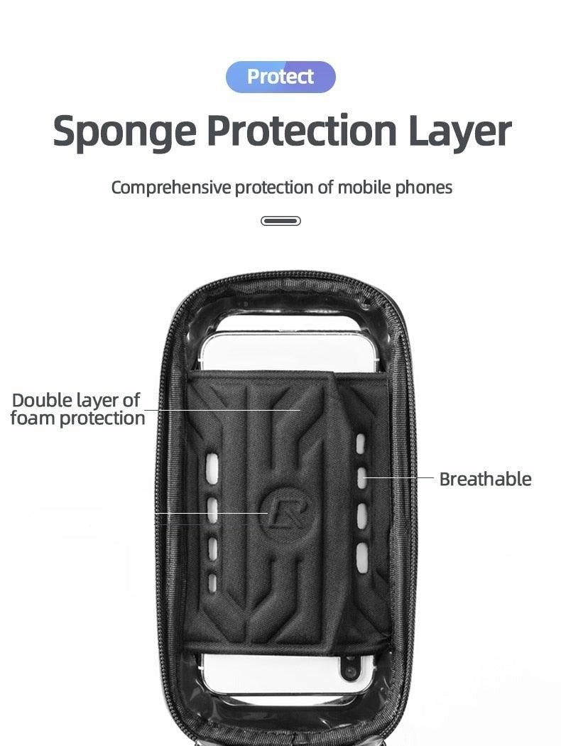 Stevvex bicycle front frame bag with touchscreen phone case, waterproof, dual foam protection on Tampa Home & Garden Store