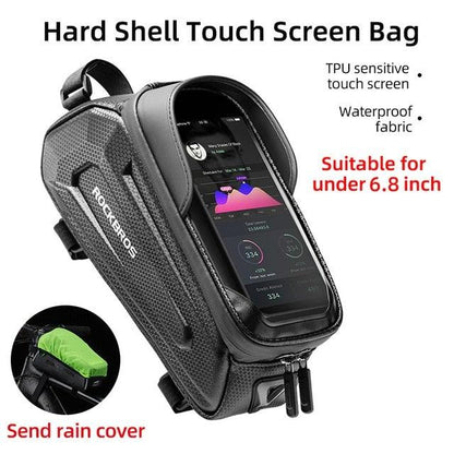 Rockbros hard-shell waterproof top-tube bag with touch screen, fits 6.5 inch phones rain cover on Tampa Home & Garden Store