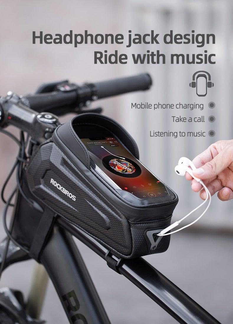 Rockbros front tube bicycle bag with waterproof touch-screen case, fits 6.5-inch phone on Tampa Home & Garden Store