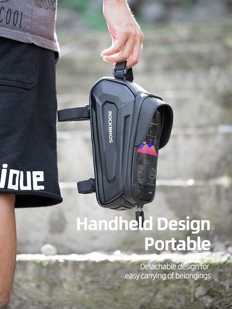 ROCKBROS front-frame top-tube bicycle bag with waterproof touchscreen phone window on Tampa Home & Garden Store