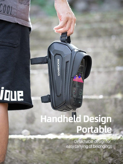 ROCKBROS front-frame top-tube bicycle bag with waterproof touchscreen phone window on Tampa Home & Garden Store