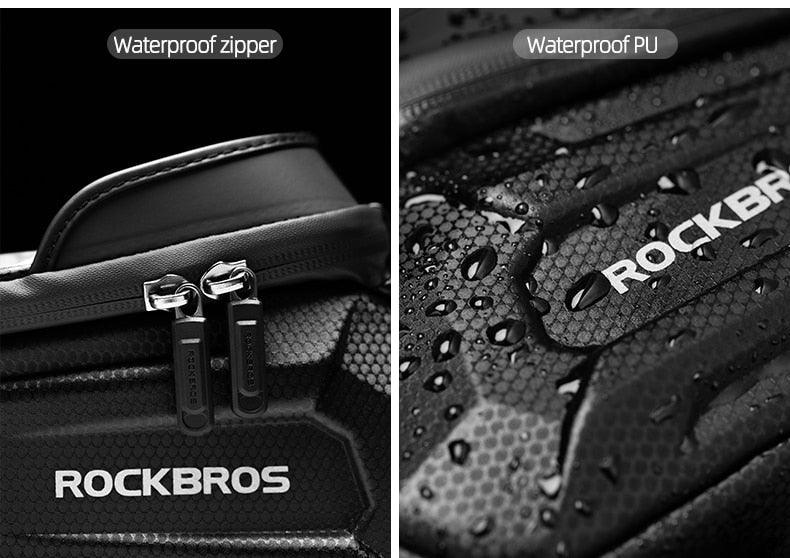 RockBros front frame bicycle bag with waterproof zipper and touch-screen phone pocket; PU on Tampa Home & Garden Store