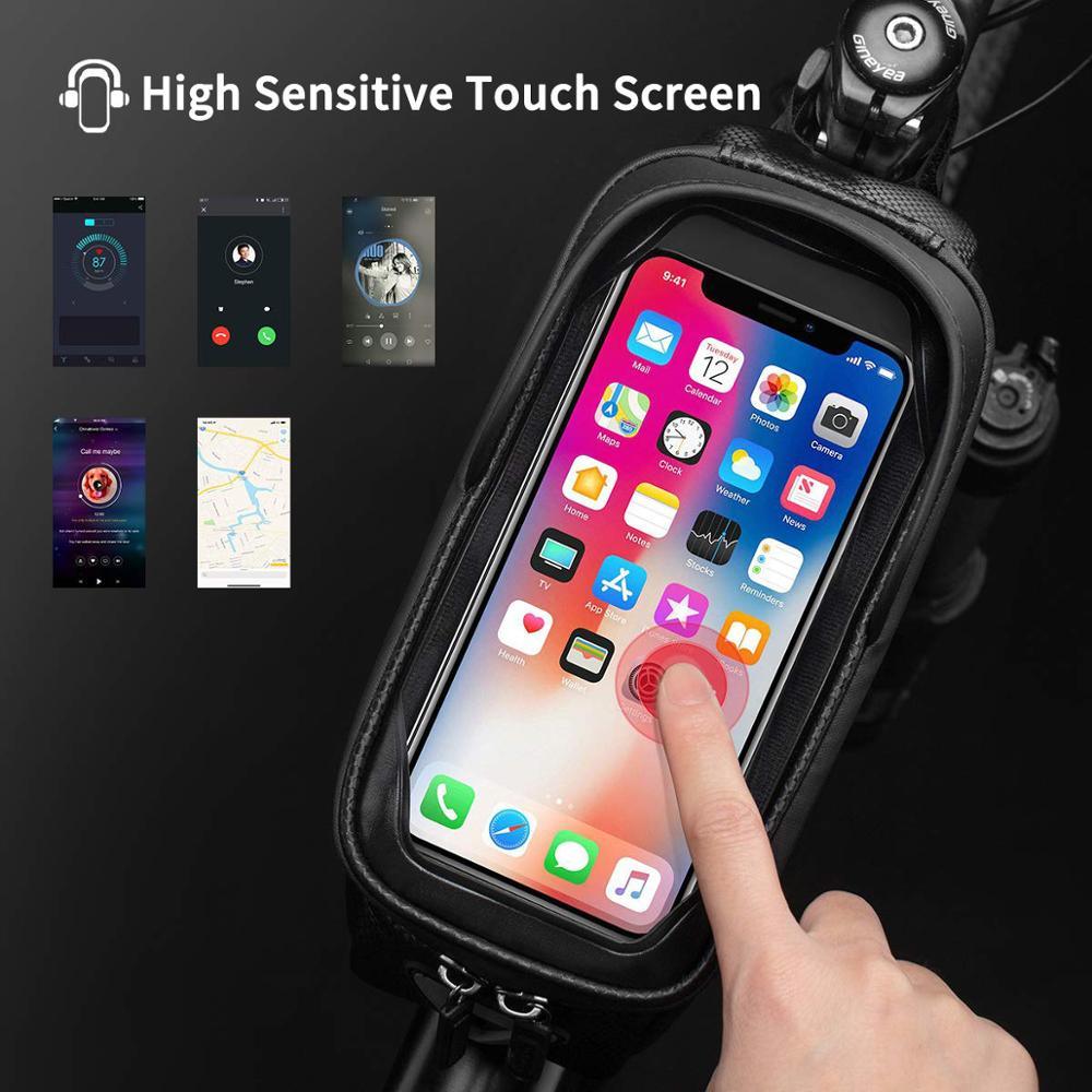 Stevvex bicycle front frame top-tube bag, waterproof touch-screen phone case for 6.5 phone on Tampa Home & Garden Store