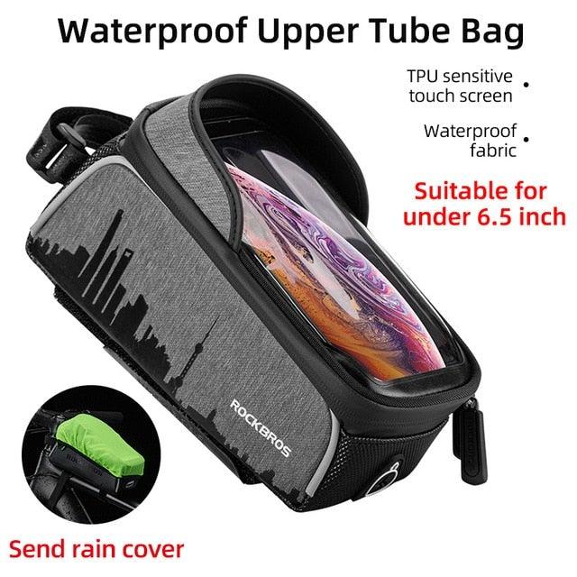 Stevvex waterproof front tube bike bag with touchscreen window for phones under 6.5 inches on Tampa Home & Garden Store