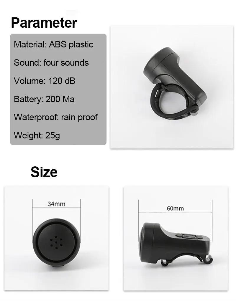 Bicycle USB Rechargeable Horn Bell Loud Alert