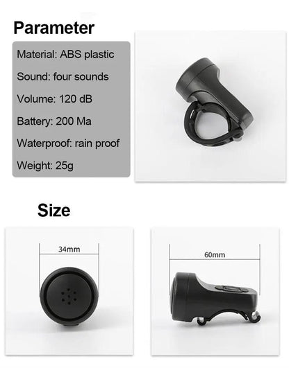 Bicycle USB Rechargeable Horn Bell Loud Alert