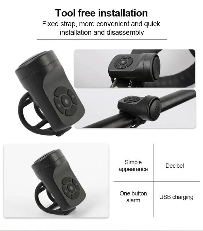 Bicycle USB Rechargeable Horn Bell Loud Alert
