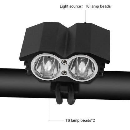 Stevvex bicycle front light dual LED headlamp with T6 beads USB rechargeable 6400mAh on Tampa Home & Garden Store