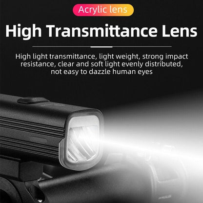 Stevvex USB rechargeable bike headlight with black body and acrylic lens, front bicycle light on Tampa Home & Garden Store