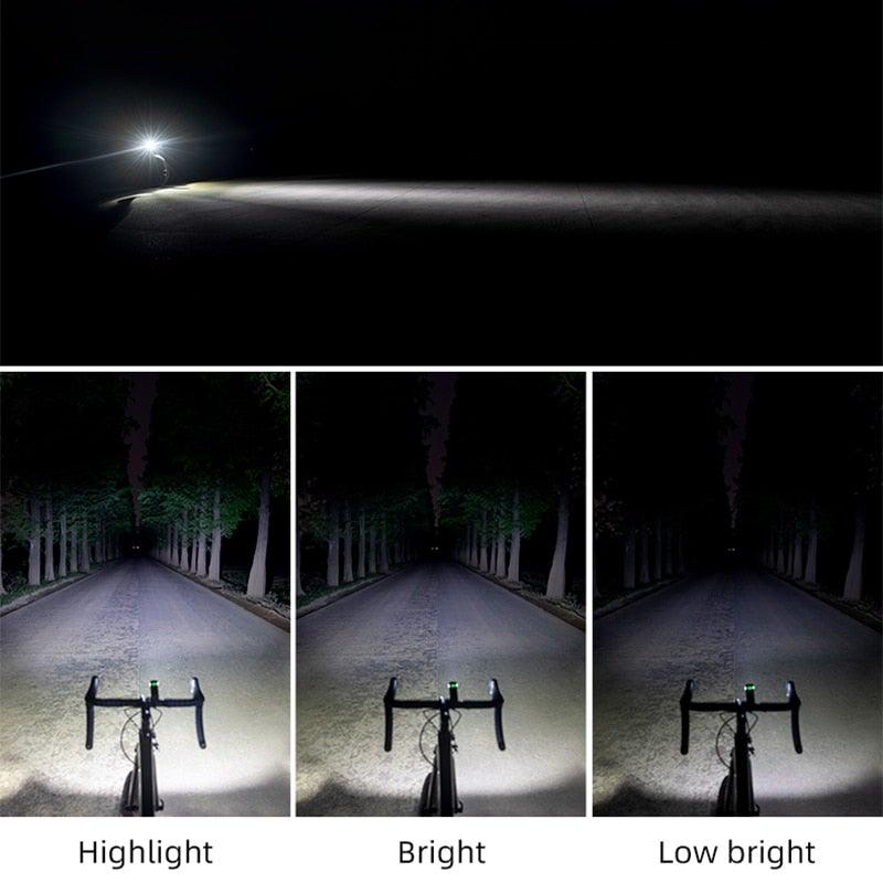 Stevvex USB rechargeable bike headlight and taillight; modes Highlight, Bright, Low Bright on Tampa Home & Garden Store