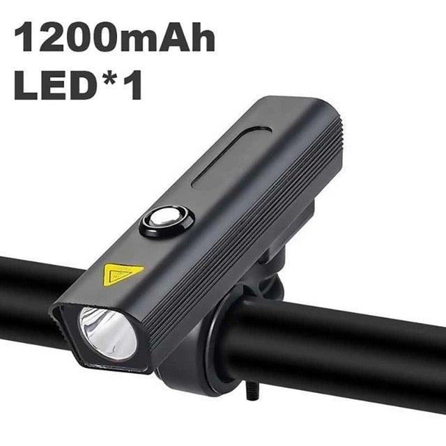 Stevvex bicycle headlight black USB rechargeable with 3 LEDs 1200mAh bar mount on Tampa Home & Garden Store