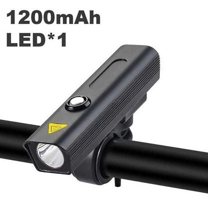 Stevvex bicycle headlight black USB rechargeable with 3 LEDs 1200mAh bar mount on Tampa Home & Garden Store