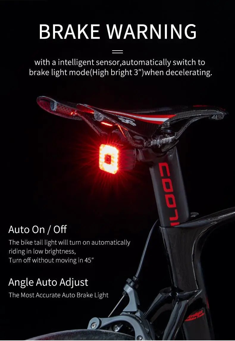 Smart Rear Taillight For Bicycle USB LED