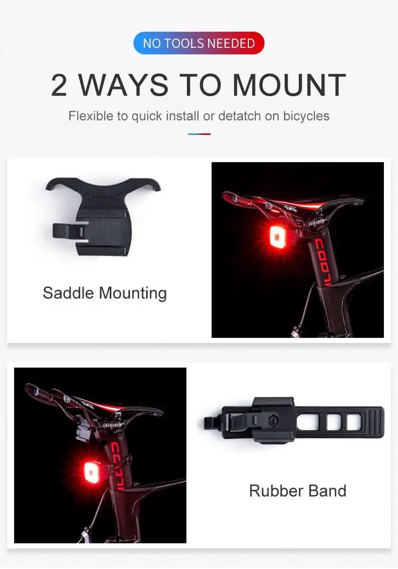 Smart Rear Taillight For Bicycle USB LED