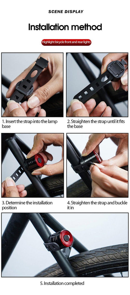Stevvex ST90SP1100CVN Auto Brake Sensing Tail Light for Mountain Bikes 5-step strap installation on Tampa Home & Garden Store
