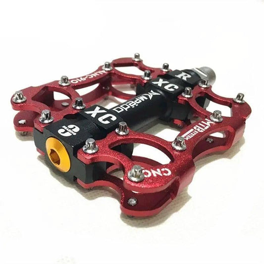 Stevvex red aluminum bicycle pedals with sealed bearings and anti-slip platform on Tampa Home & Garden Store