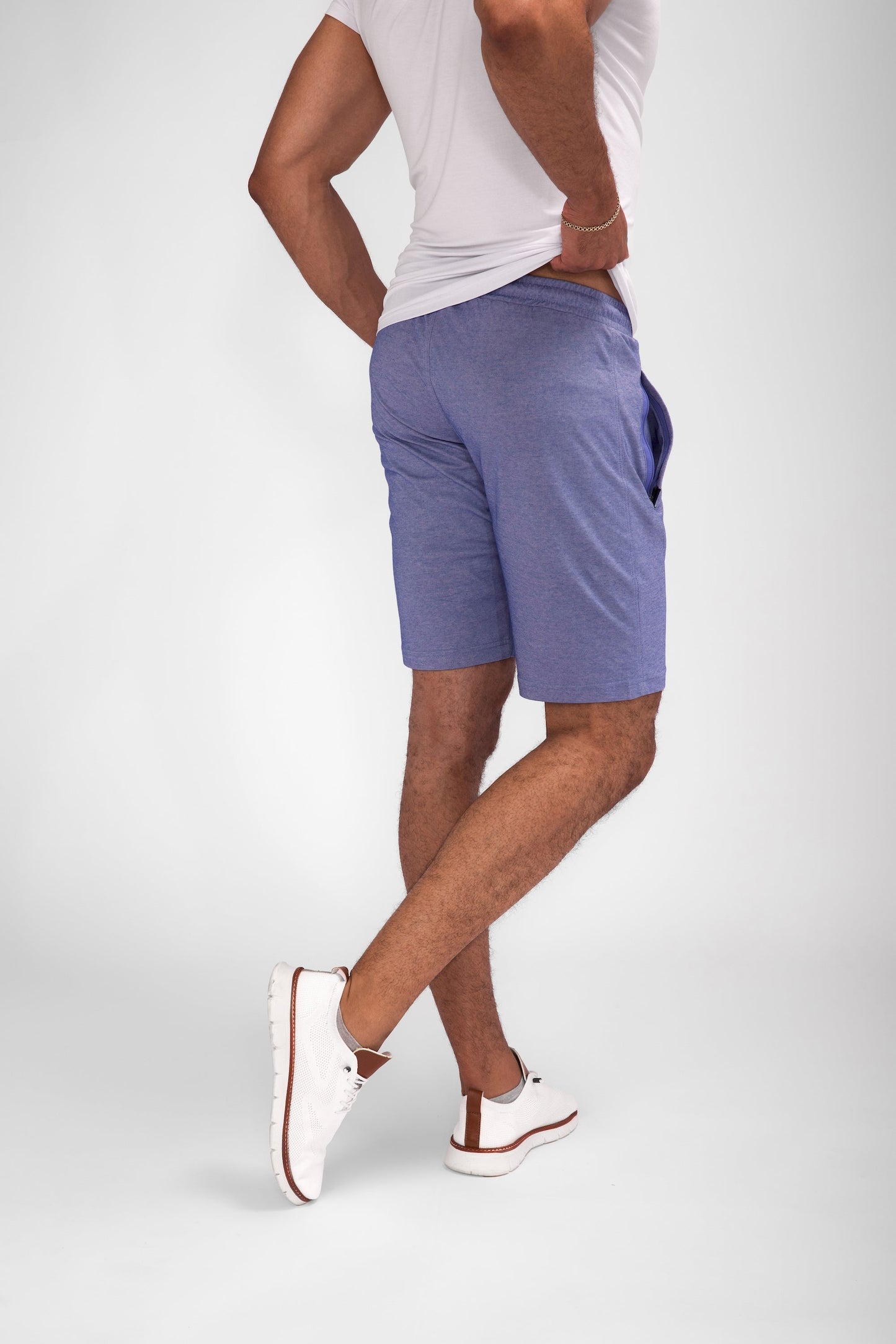 Urban Stride Shorts by SCR Sportswear, 11in inseam, light blue with zip pocket on hip on Tampa Home & Garden Store