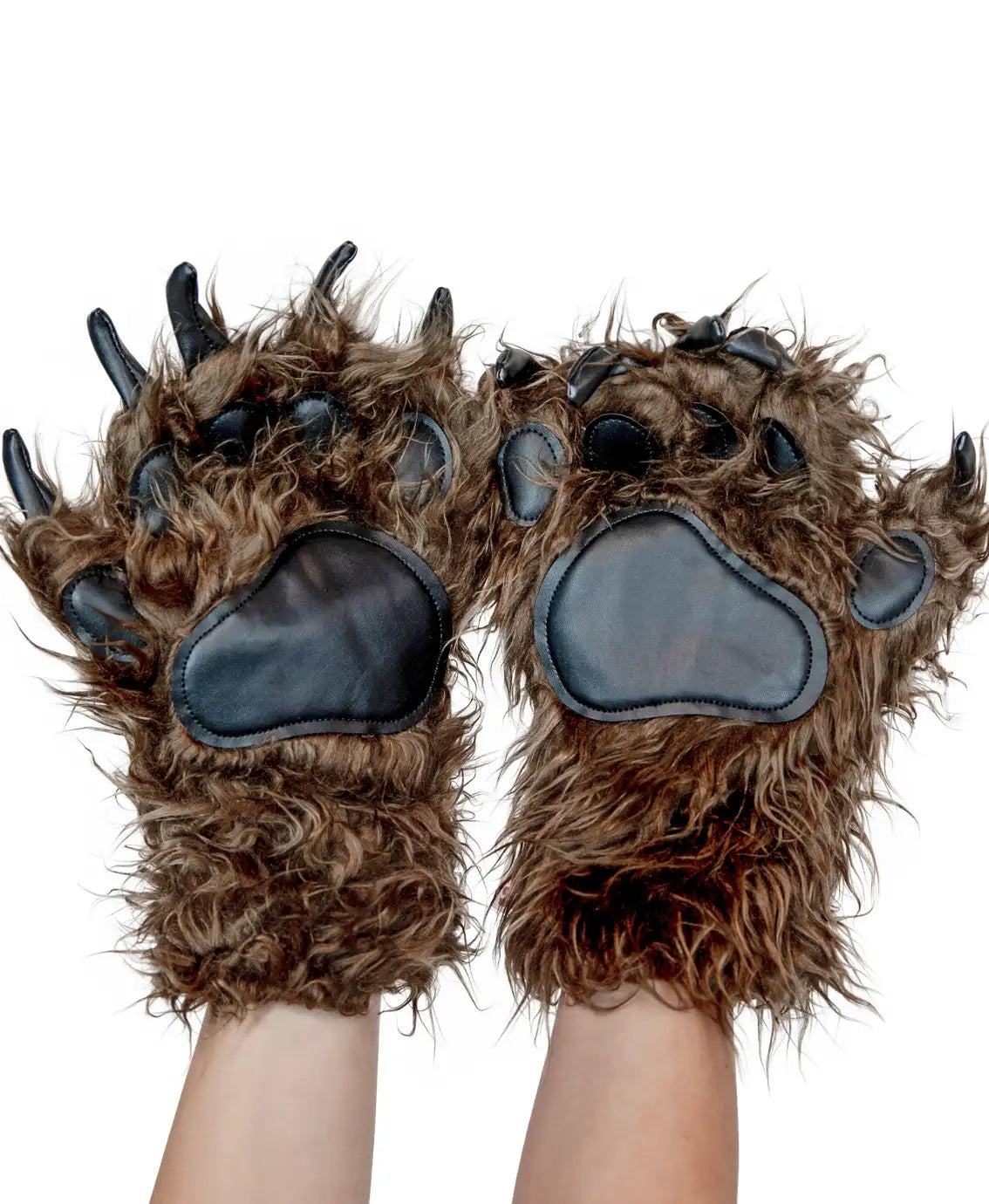 SCREAMIUM Cocaine Bear Costume brown bear paw gloves with black paw pads and claws on Tampa Home & Garden Store