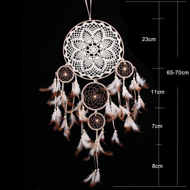 Big dream catcher decor by Stevvex, cream crochet center with feathers dreamcatcher 65–70 cm on Tampa Home & Garden Store