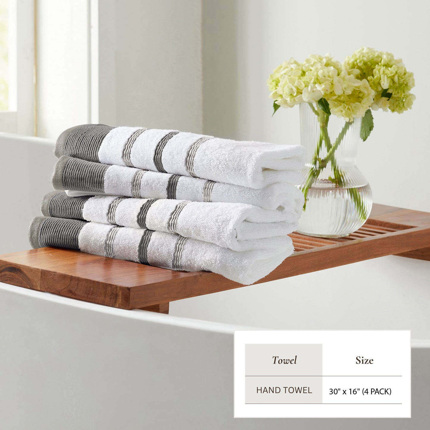 Soft Cotton Bath Towel Set and Stripe Detail