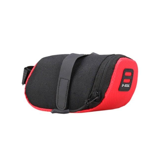 Stevvex bike saddle bag waterproof under-seat pouch in red/black with strap and zipper on Tampa Home & Garden Store
