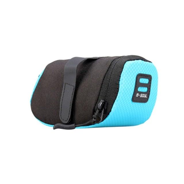 Stevvex bike saddle bag under-seat pouch, waterproof blue/black with strap and zipper on Tampa Home & Garden Store