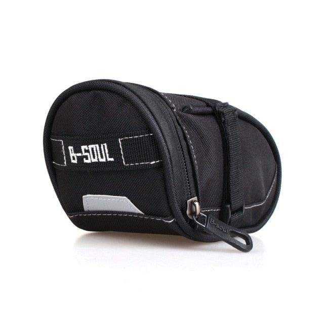 Steevex bike saddle bag waterproof under-seat pouch with straps, black nylon, reflective on Tampa Home & Garden Store