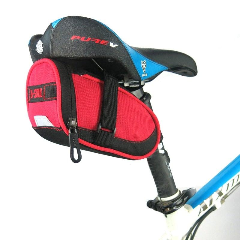 Stevvex waterproof bike saddle bag under-seat pouch with red body and black trim on Tampa Home & Garden Store