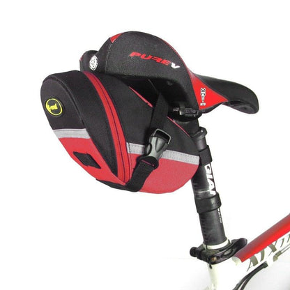 Bike saddle bag by Stevvex, waterproof red/black under-seat pouch with reflective stripe on Tampa Home & Garden Store