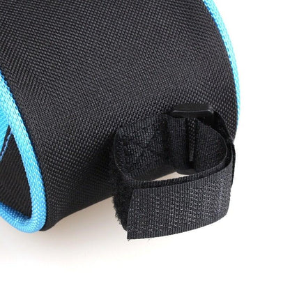 Stevvex bike saddle bag waterproof under-seat pouch with blue trim and strap on Tampa Home & Garden Store