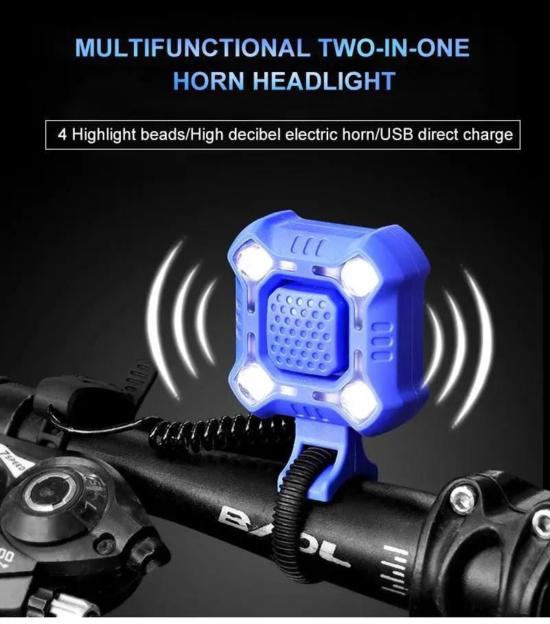 Bike Bell and 4 Lamp Light Set with USB Charging