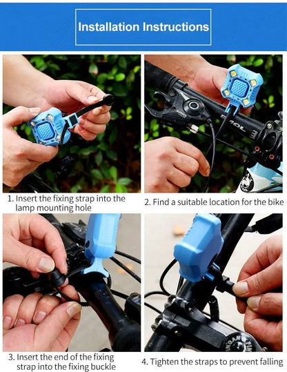 Bike Bell and 4 Lamp Light Set with USB Charging