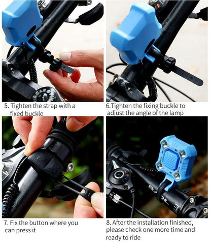 Bike Bell and 4 Lamp Light Set with USB Charging