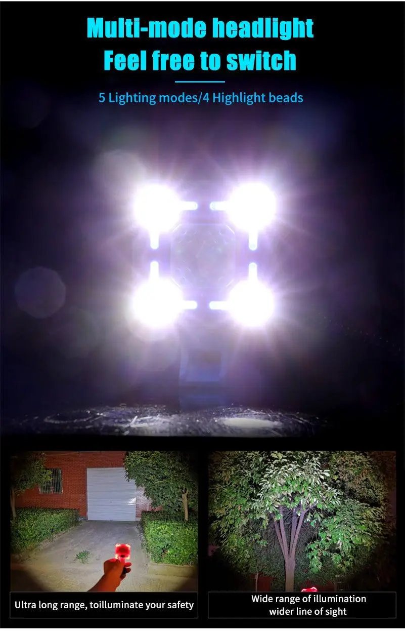 Bike Bell and 4 Lamp Light Set with USB Charging