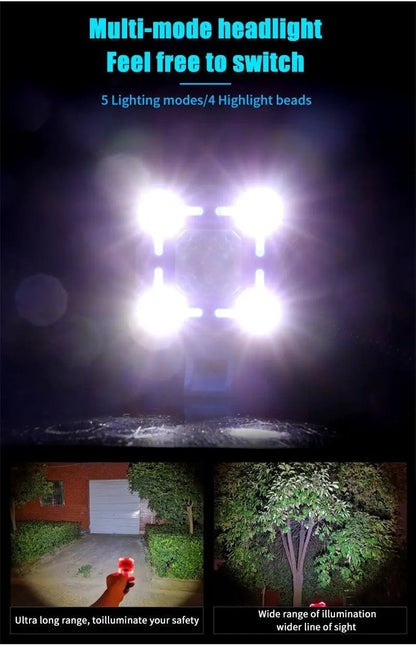 Bike Bell and 4 Lamp Light Set with USB Charging