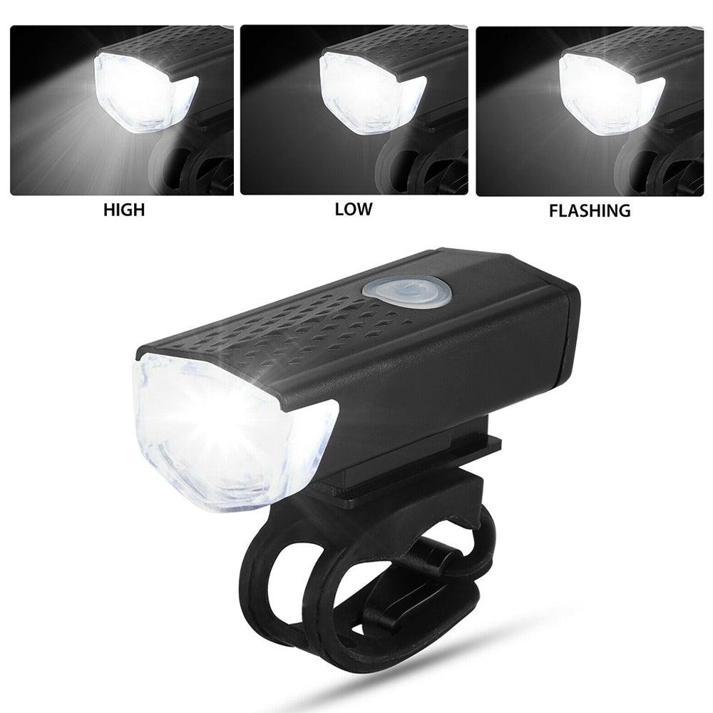 Bike light Stevvex USB rechargeable black front headlamp with clamp on Tampa Home & Garden Store