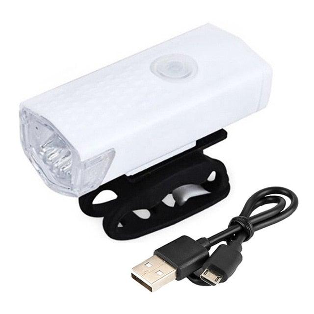 Bike headlight with white LED, USB rechargeable, mounting bracket, Stevvex ST90SP7822CLK on Tampa Home & Garden Store