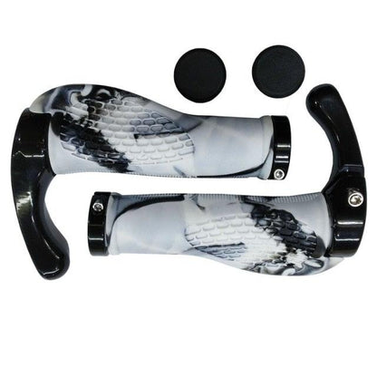 Stevvex bicycle handlebar grips with aluminum alloy rings, snakeskin, levers, end plugs on Tampa Home & Garden Store